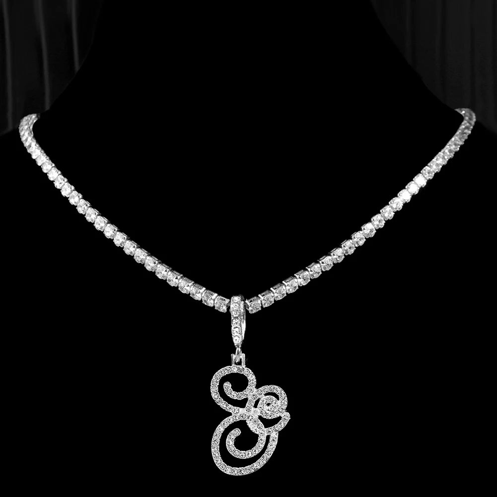 Cubic Zirconia G Letter Pendant Necklace