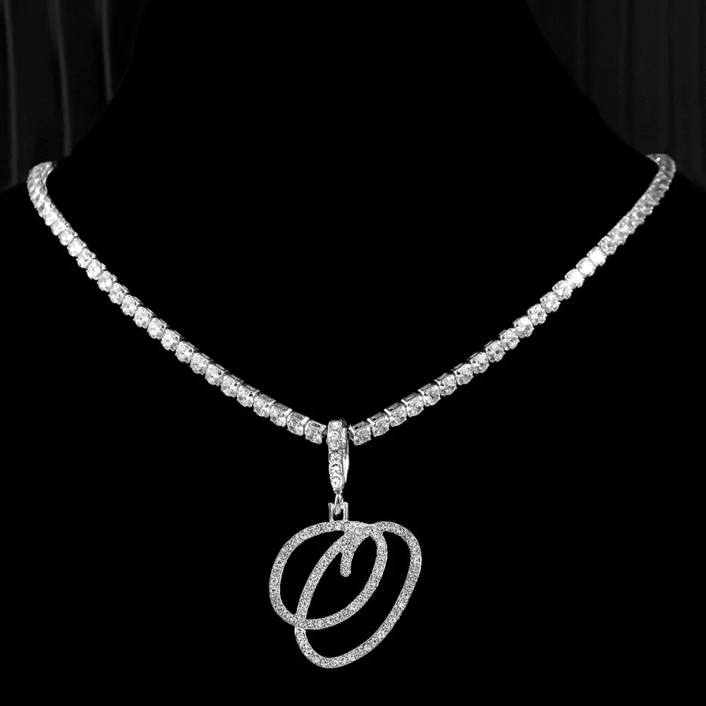 Cubic Zirconia O Letter Pendant Necklace