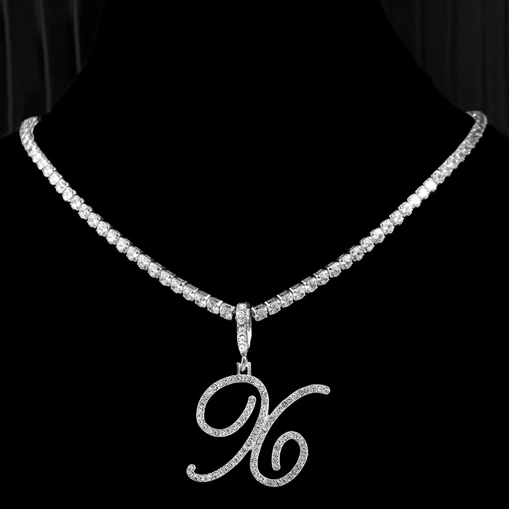 Cubic Zirconia X Letter Pendant Necklace