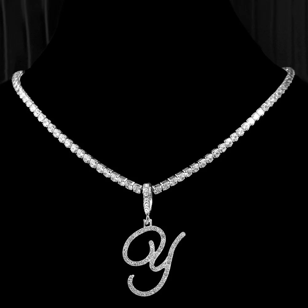 Cubic Zirconia Y Letter Pendant Necklace