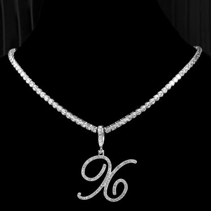 Cubic Zirconia X Letter Pendant Necklace