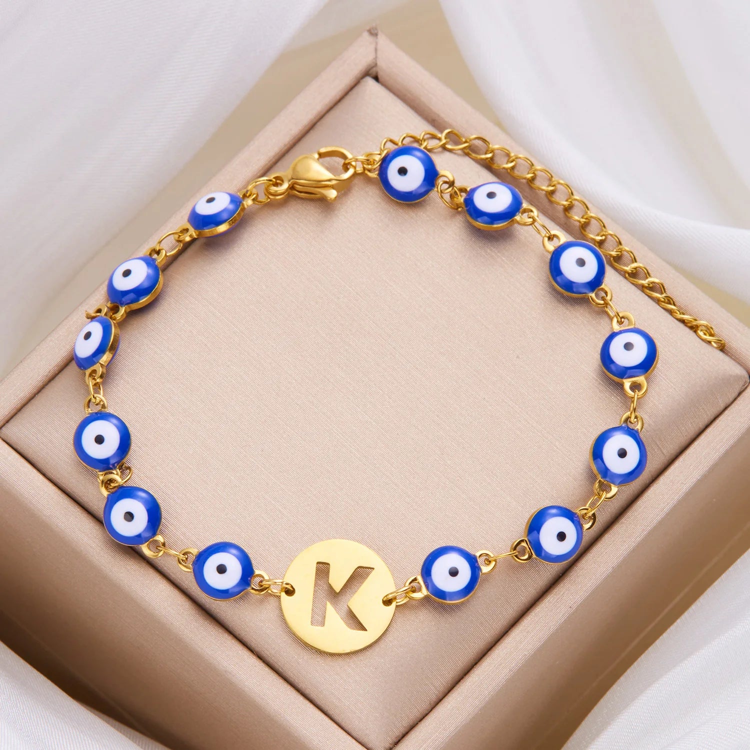 Lucky Evil Eye K Letter Bracelet