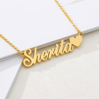 Personalized Heart Vintage Name Necklace